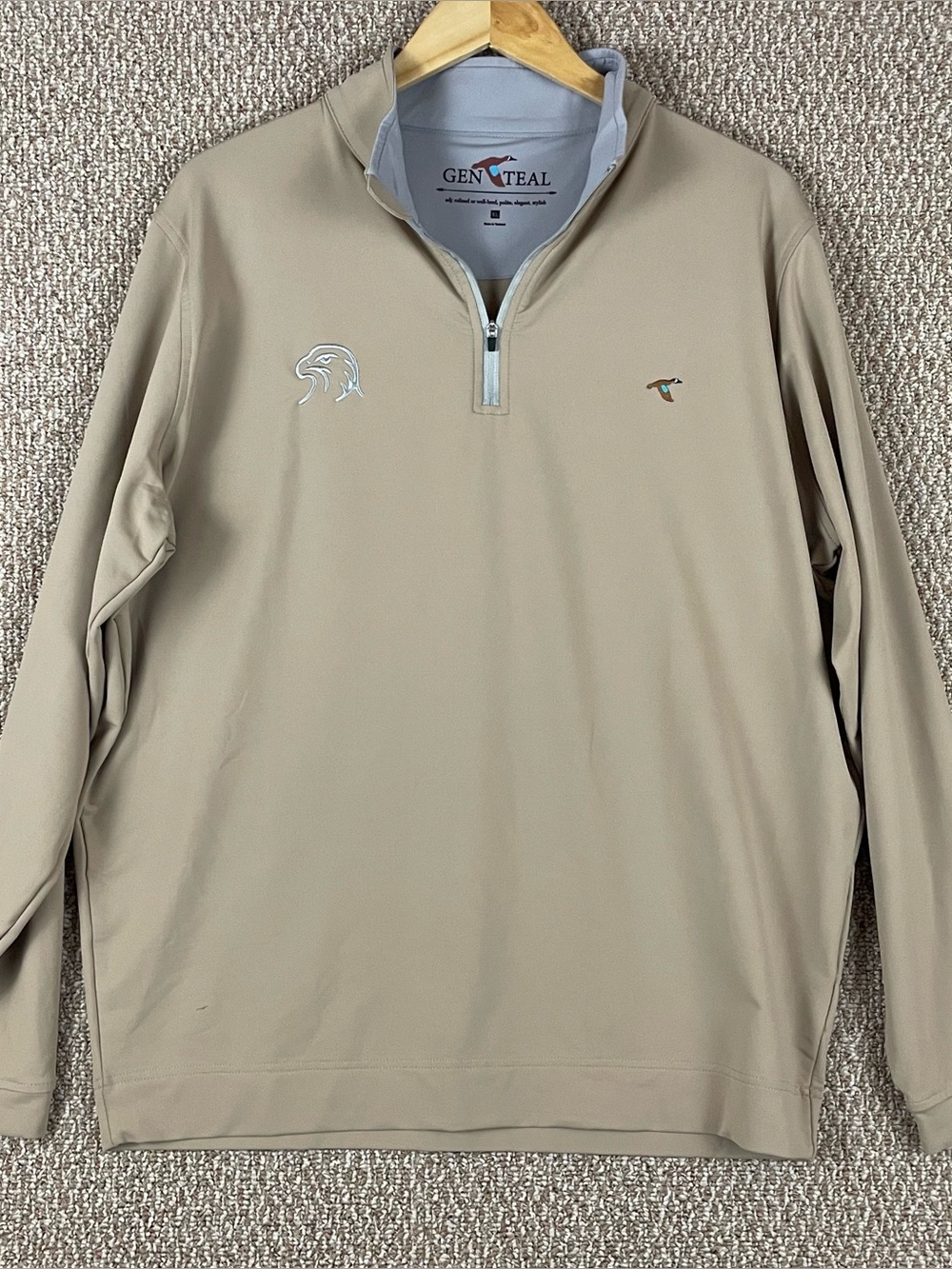 Gen Teal Pullover Men’s XL Performance Soft Sweatshirt 1/4 Zip Beige Golf Ws